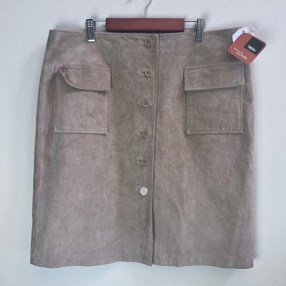 Mossimo Dresses & Skirts - Women's Beige Tan Leather Suede Mini Skirt MOSSIMO Casual Western Boho 14 NWT